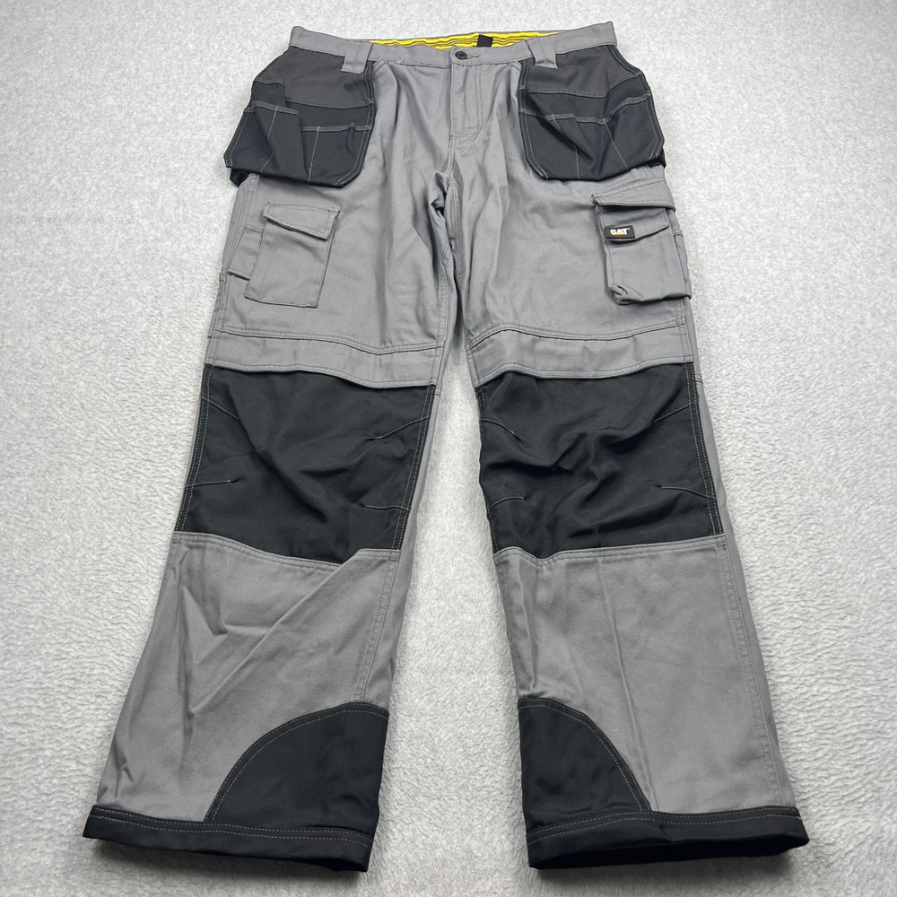 Caterpillar Trademark Pants Mens 38x34 Grey Multi-Pocket Reinforced Knee Utility